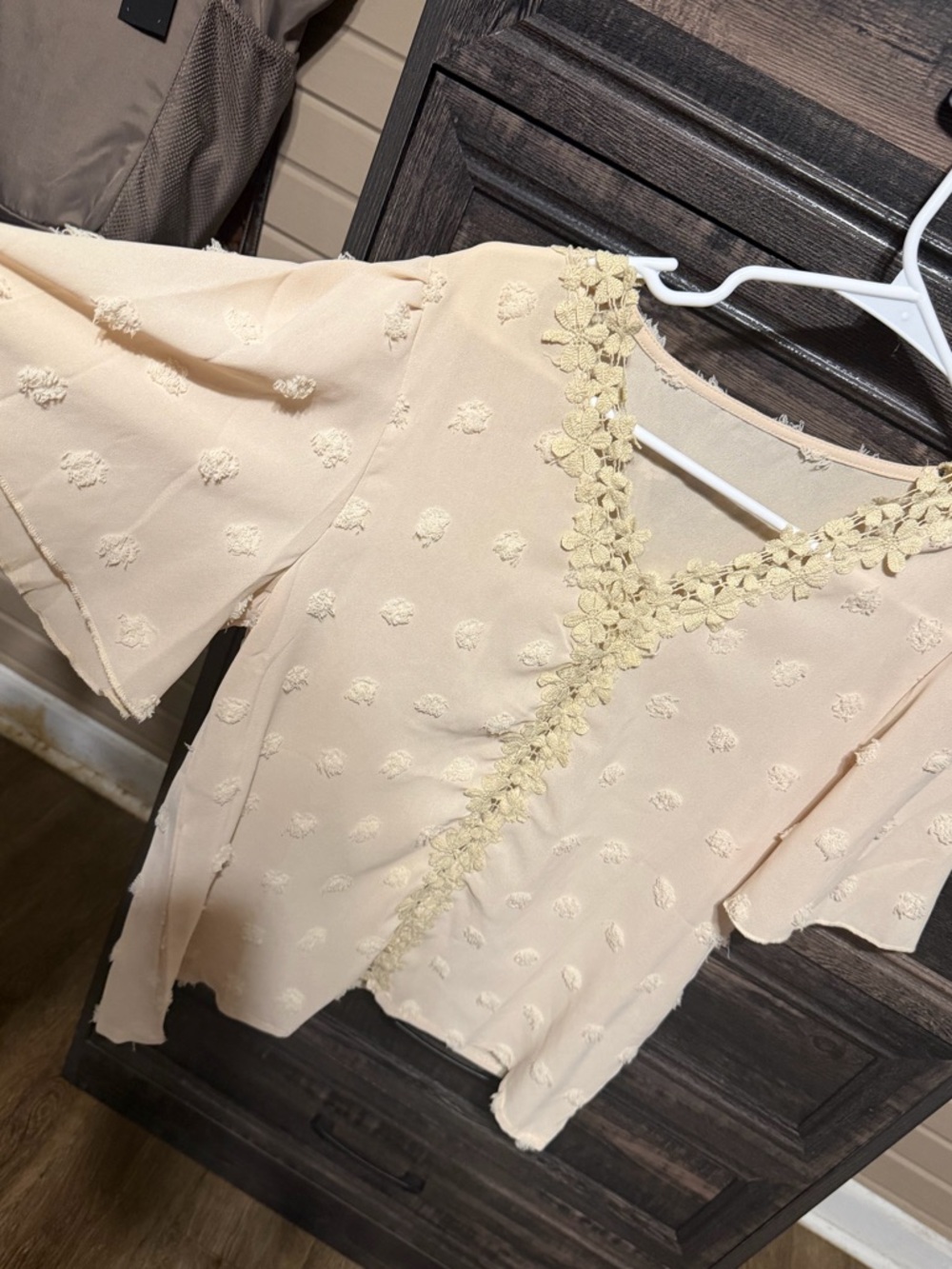 Delicate Cream Lace-Trim Women's Blouse